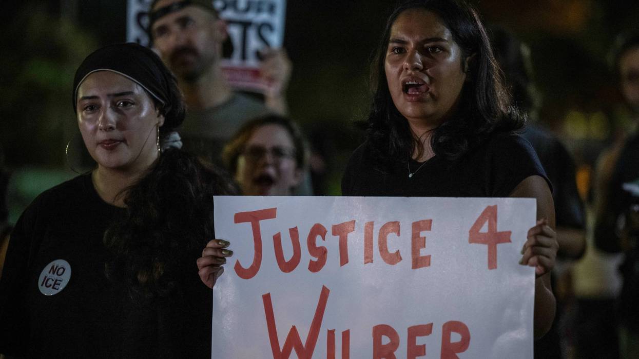 People protest outside the Texas State Capitol in Austin, Texas