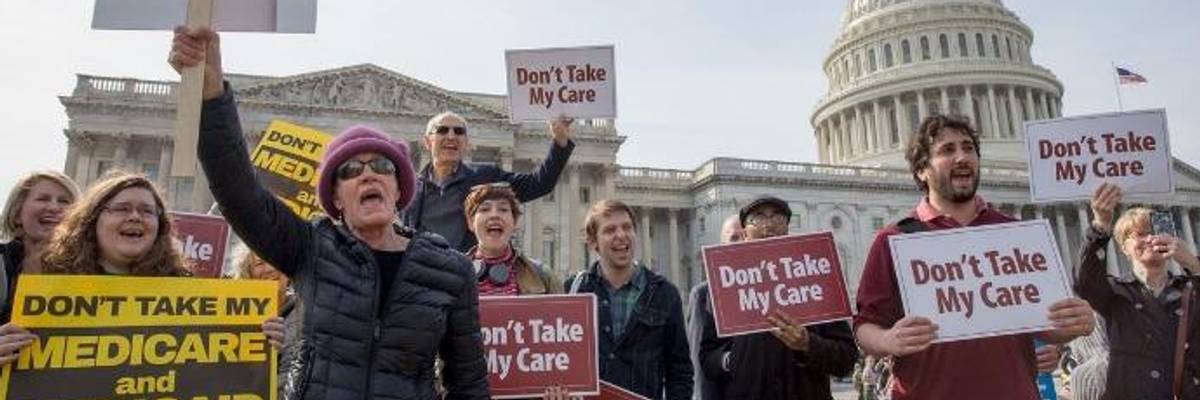 People protest Trump's healthcare package.
