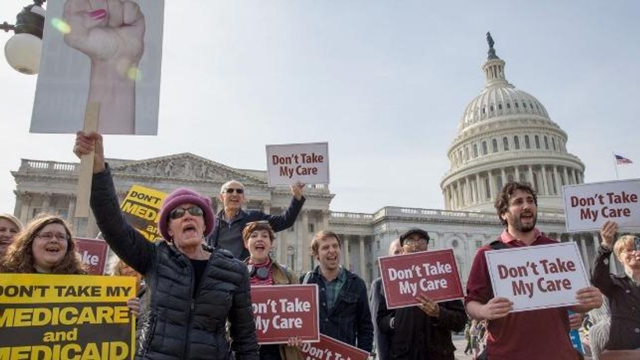 People protest Trump's healthcare package.