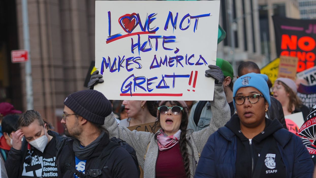 People protest Trump's reelection in New York.