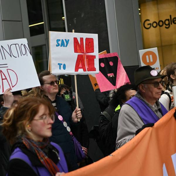 People protest unchecked AI development outside Google's London office
