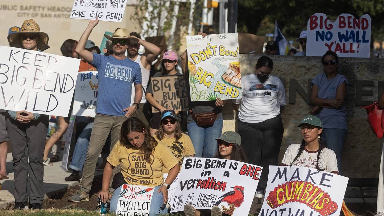 People rally in San Antonio against the Trump administration's Big Bend border barrier project