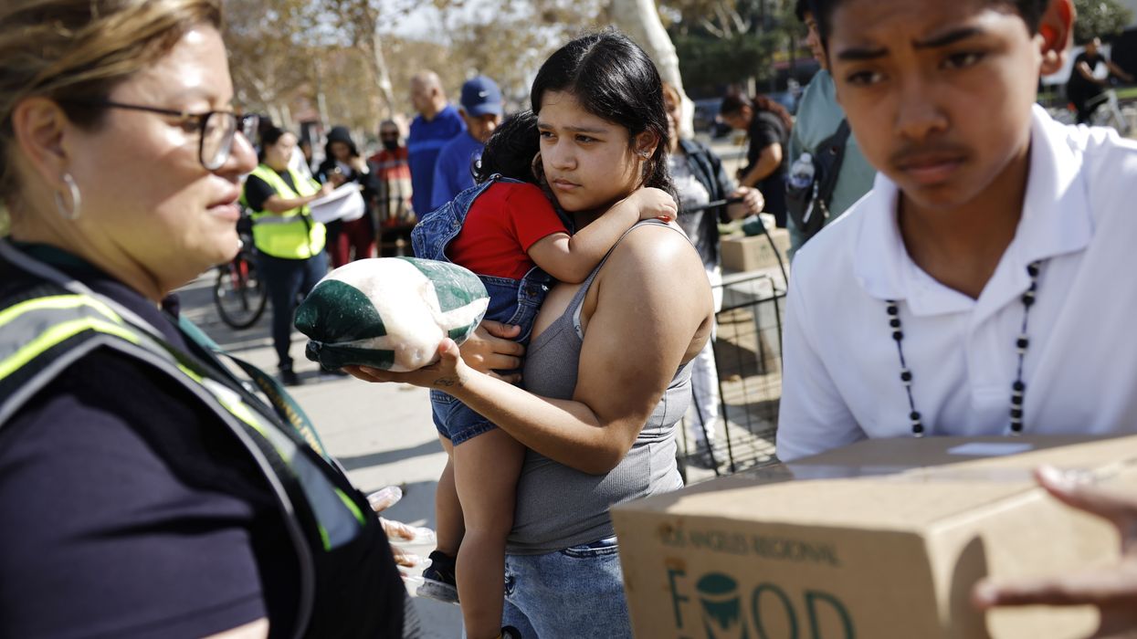 People receive free food