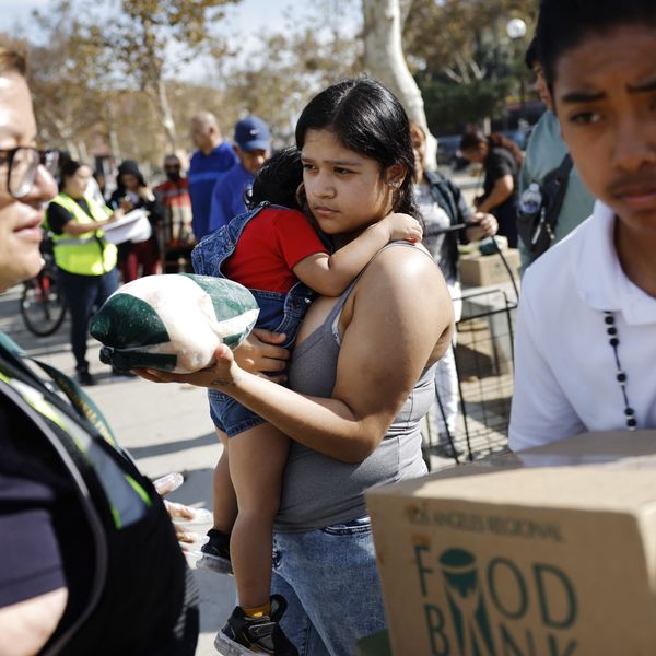 People receive free food