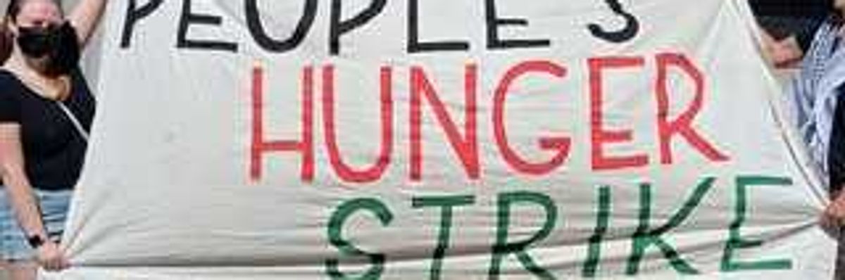 People's Hunger Strike banner.