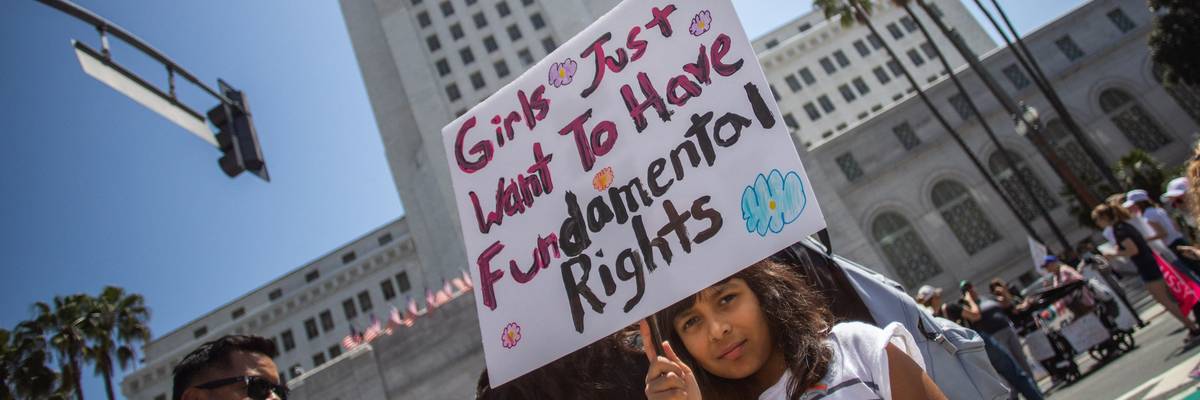 People take part in a march for abortion rights