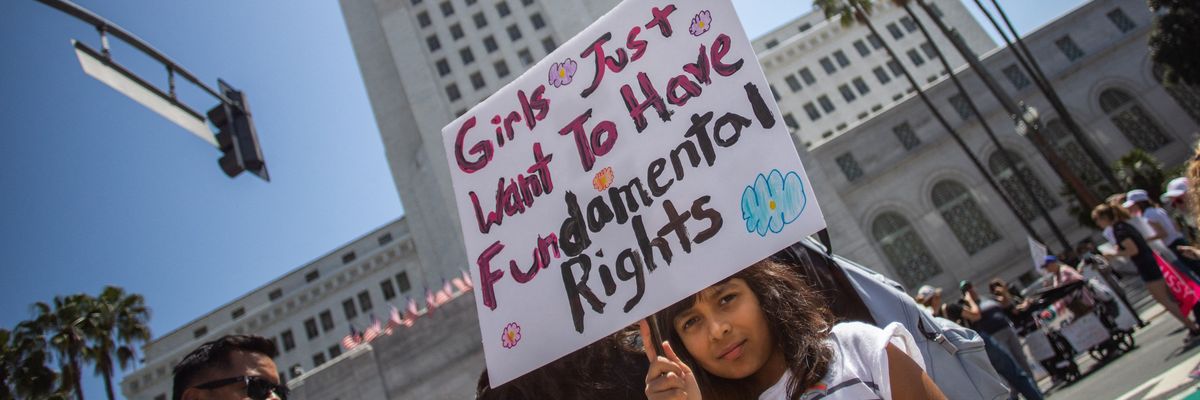 People take part in a march for abortion rights