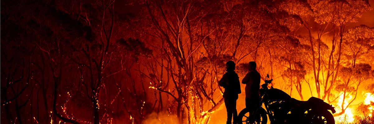 People watching bush fire