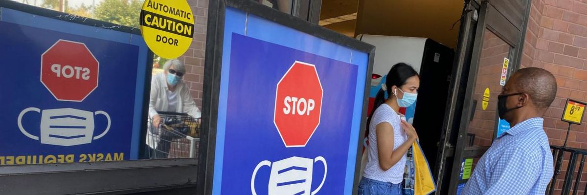 People wearing masks in Los Angeles