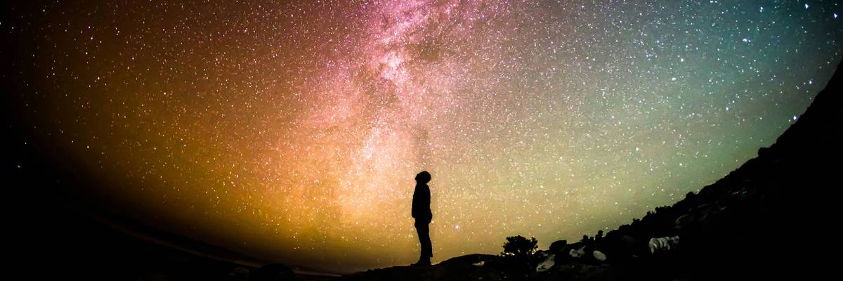 Person looking at galaxy