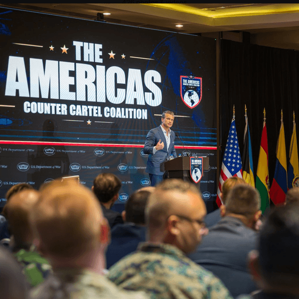 Pete Hegseth speaks at the Americas Counter Cartel Coalition conference in Panama