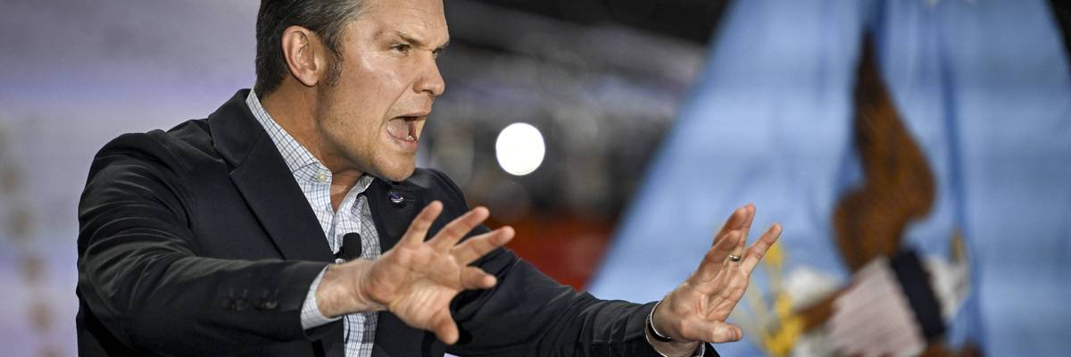 Pete Hegseth speaks in Colorado.