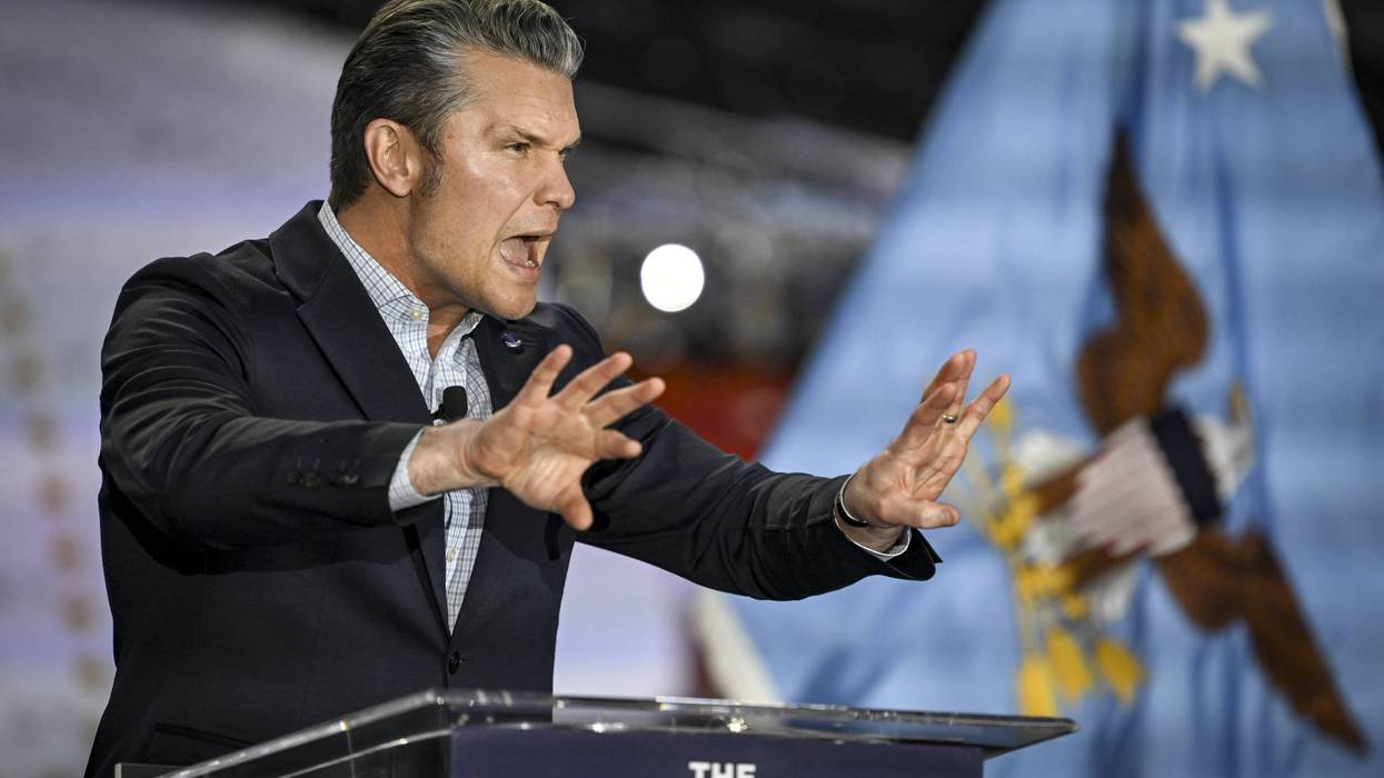 Pete Hegseth speaks in Colorado.
