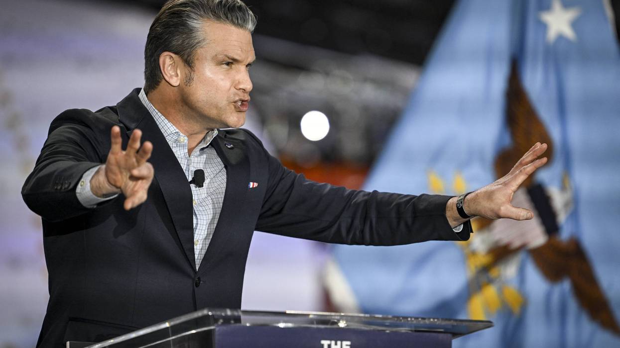 Pete Hegseth speaks.
