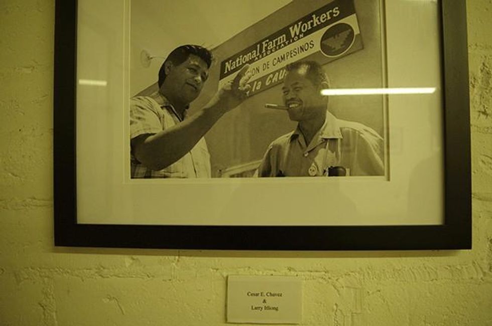Picture of Cesar Chavez and Larry Itliong at Forty Acres.