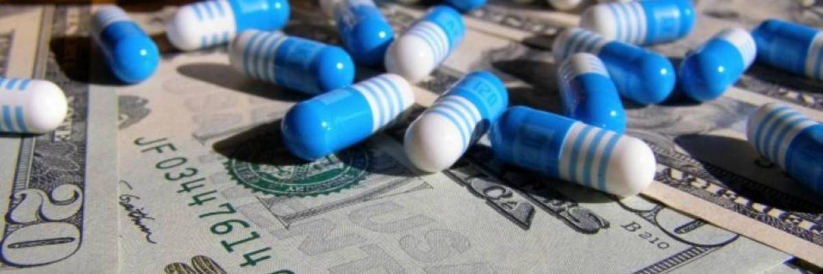 Pills on top of dollars
