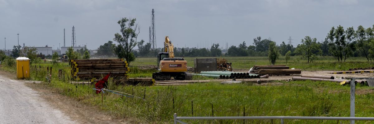 Pipes for carbon capture in a Louisiana field.