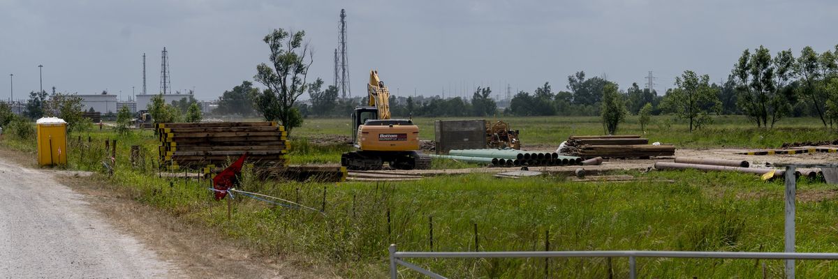 Pipes for carbon capture in a Louisiana field. 