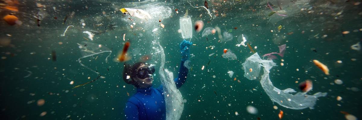 Plastic pollution underwater