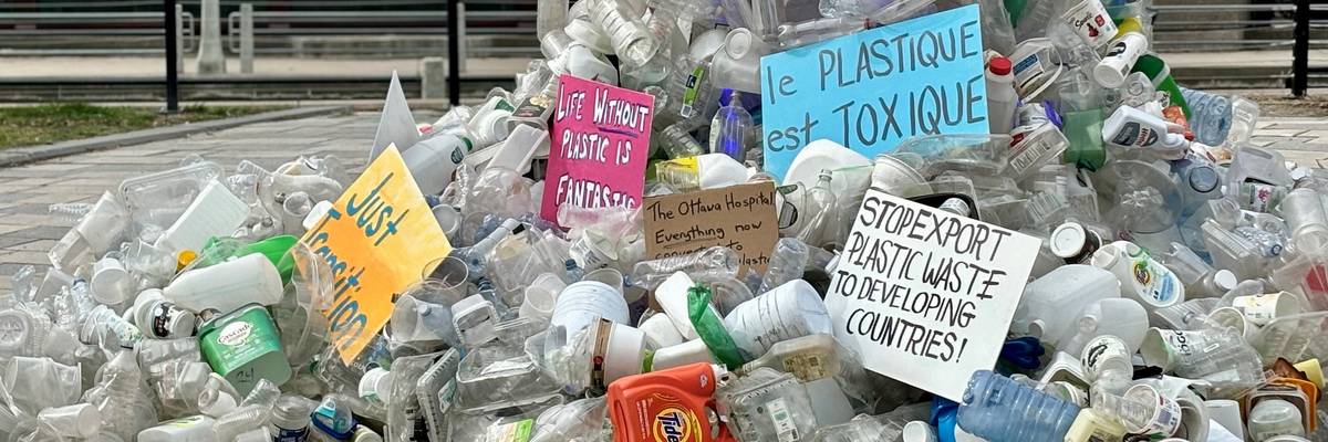 Plastics Treaty sculpture.