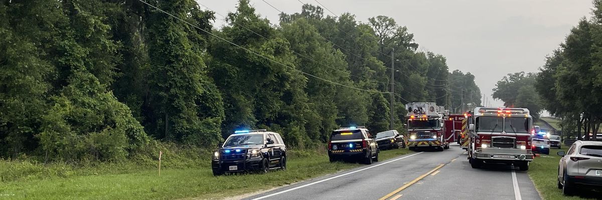 police and fire vehicles respond to a bus crash in florida