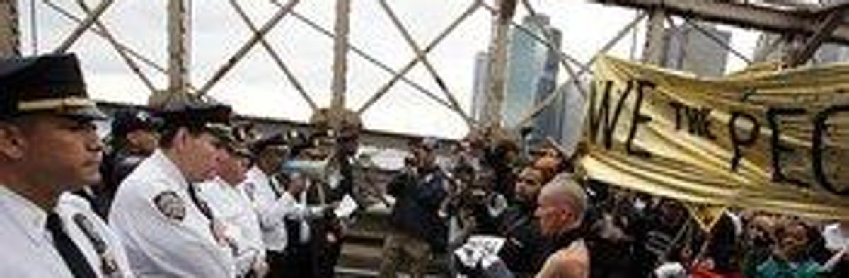 Police and protesters squared off on the Brooklyn Bridge during a march on Oct. 1, 2011.
