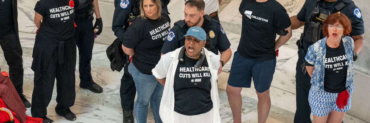 police arrest Medicaid defenders in the Senate