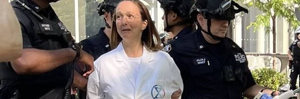 police arresting a protester at Citigroup