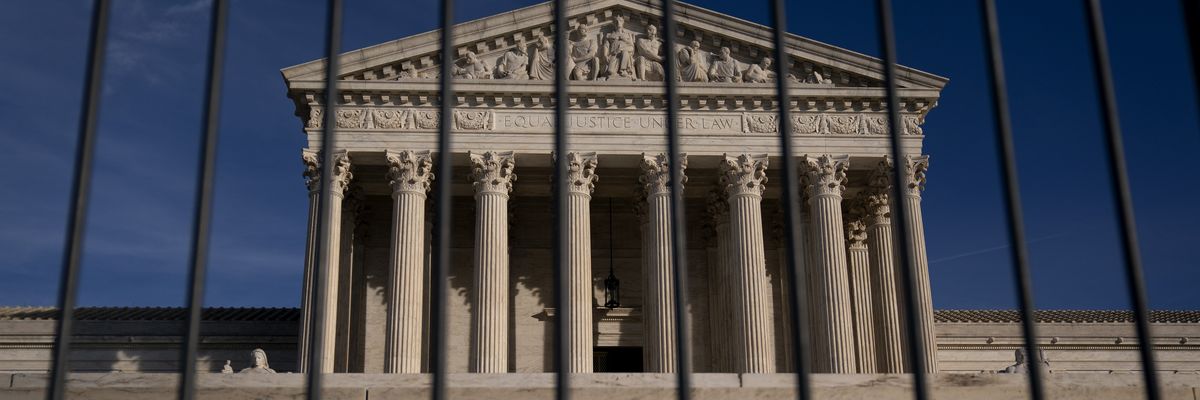 Police barricades in front of Supreme Court