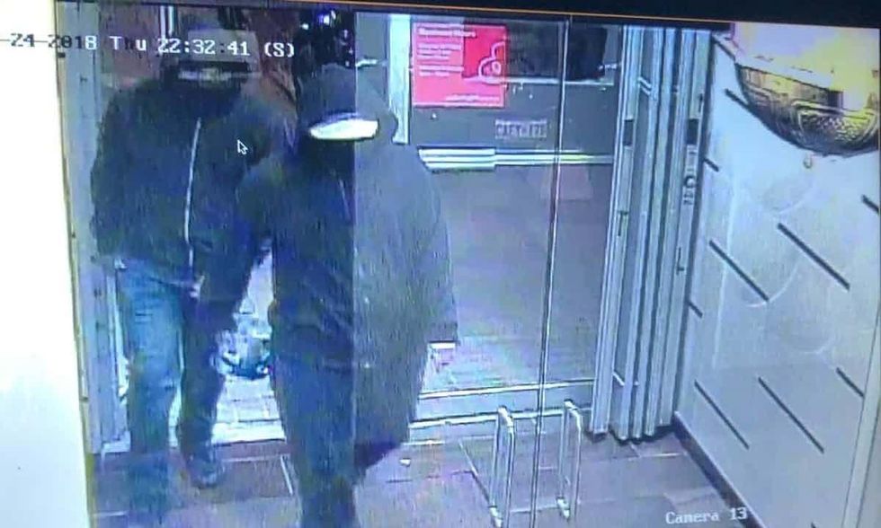 Police image shows two suspects alleged to be involved in the detonation of an explosive device at a Bombay Bhel restaurant in Mississauga. (Photograph: Peel regional police)