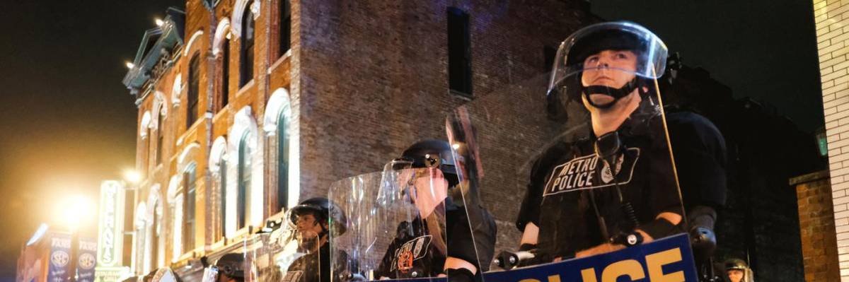 Police in Nashville as residents hold a racial justice protest