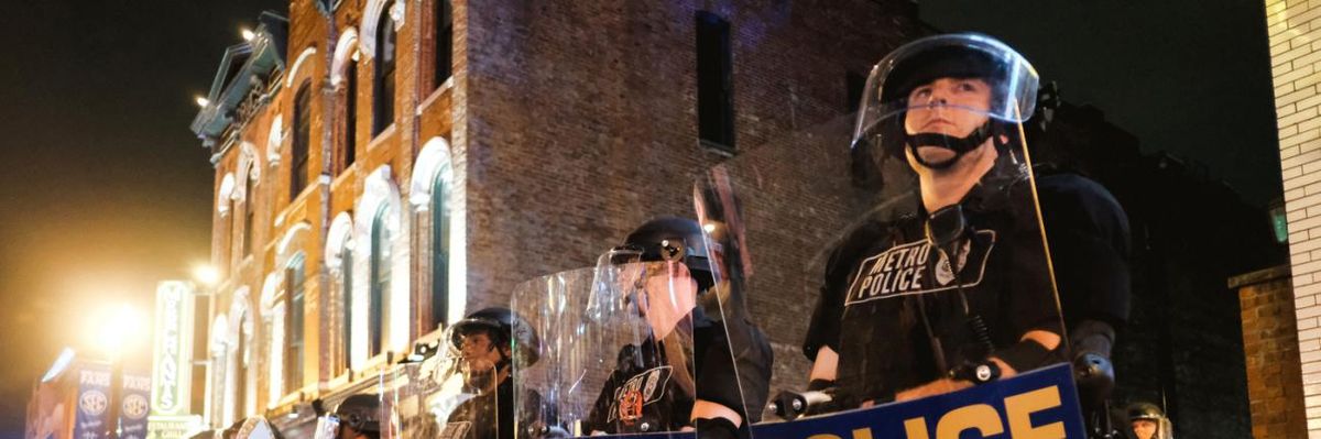 Police in Nashville as residents hold a racial justice protest