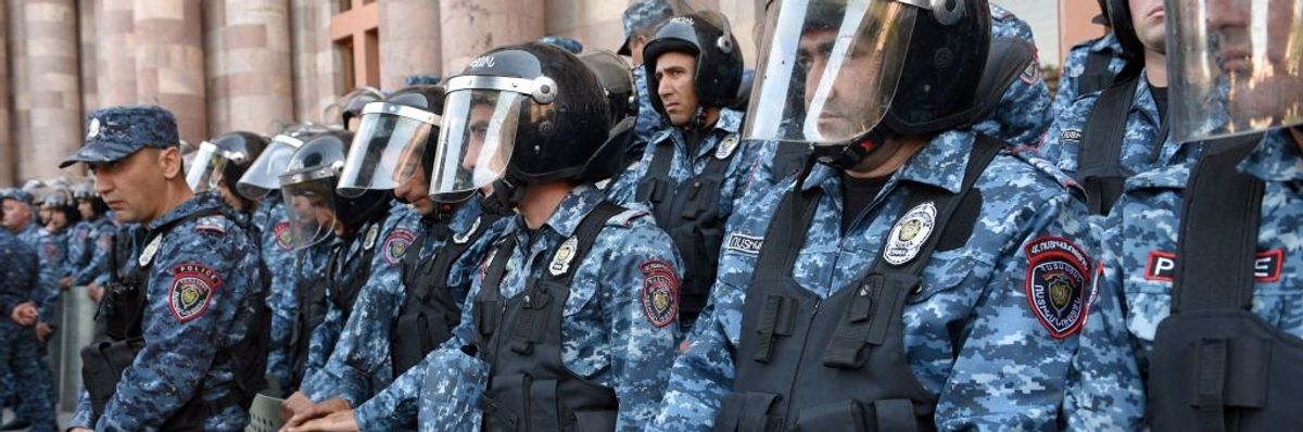 Police officers in riot gear