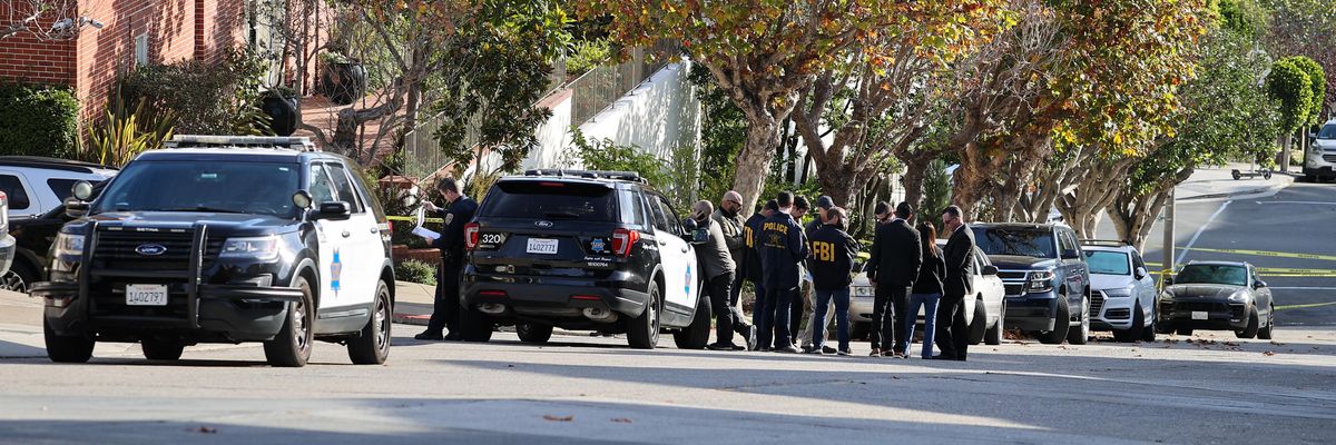 Police outside Pelosi home