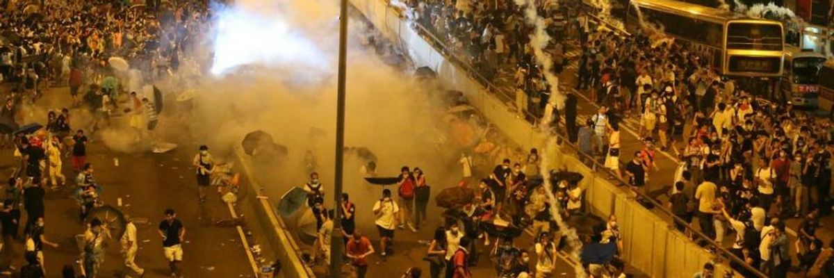 Hong Kong Protests Turn Chaotic as Police Fire Tear Gas