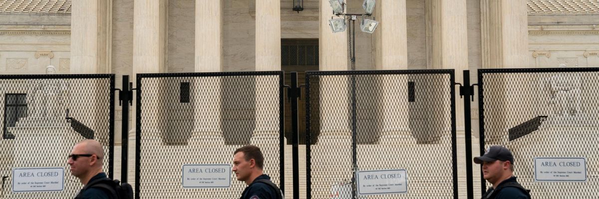 Police walk in front of the U.S. Supreme Court in Washington, D.C., on June 27, 2022