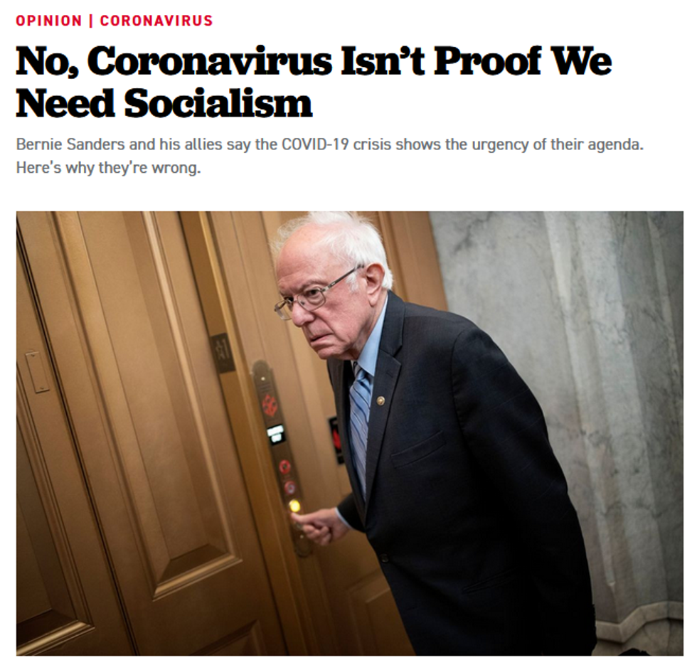 Politico: No, Coronavirus Isn't Proof We Need Socialism
