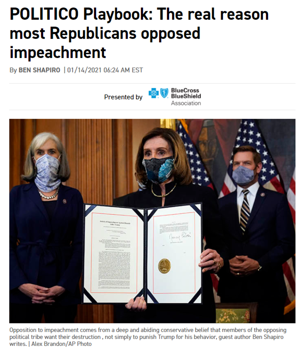 POLITICO Playbook: The real reason most Republicans opposed impeachment