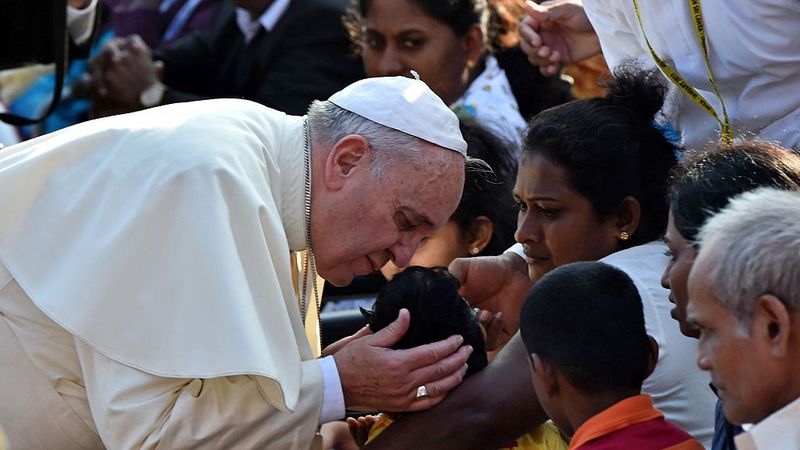 Pope Francis kisses a sick child