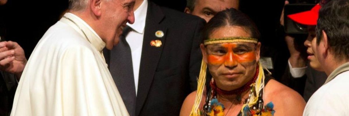 Pope Blasts 'Unbridled Capitalism'; Begs Forgiveness from Native Americans