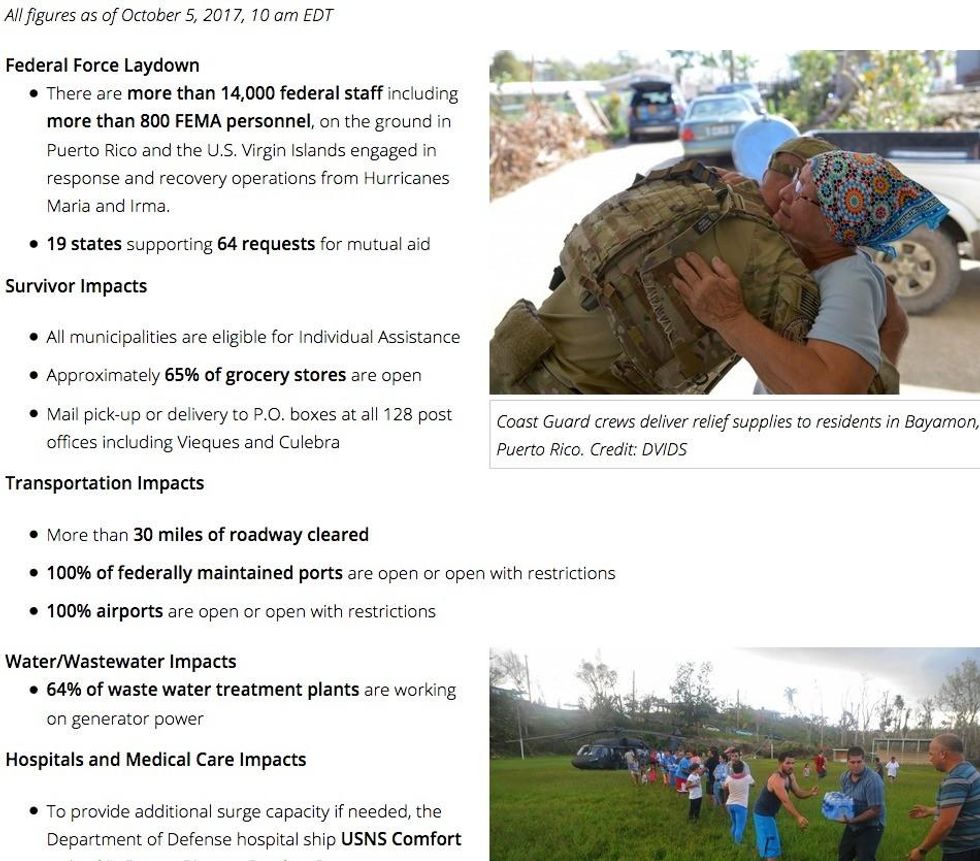 Portion of FEMA website as it appears Friday