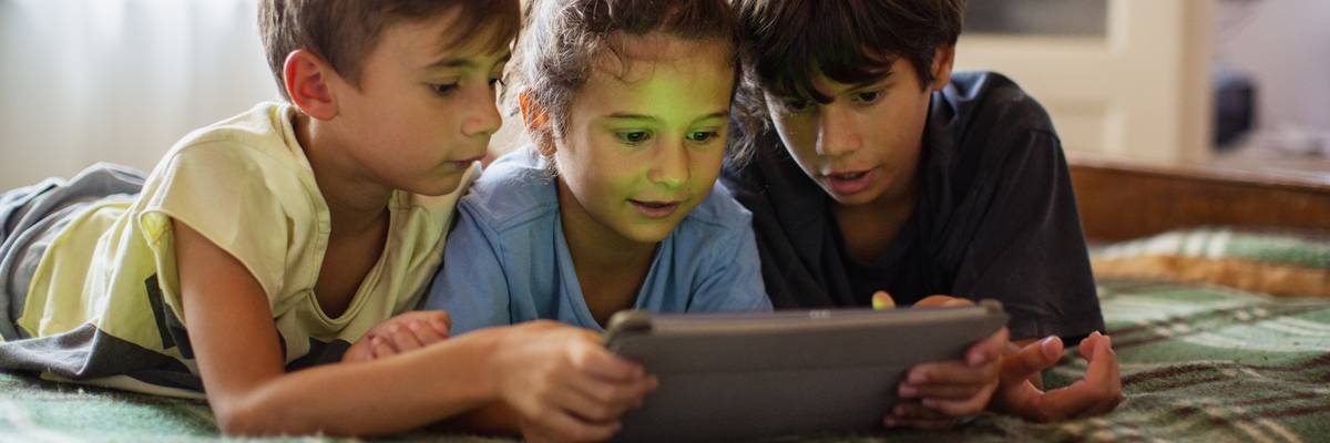 Portrait of boys using a digital tablet