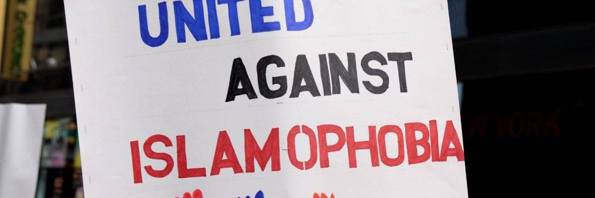poster reads United Against Islamophobia.