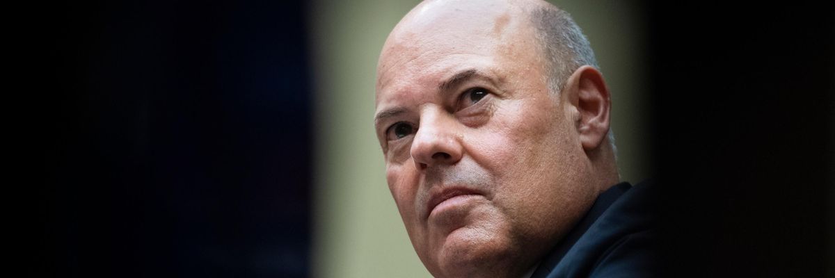 Postmaster General Louis DeJoy appears at a congressional hearing.