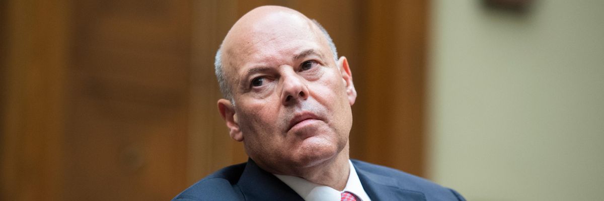 Postmaster General Louis DeJoy appears at a hearing