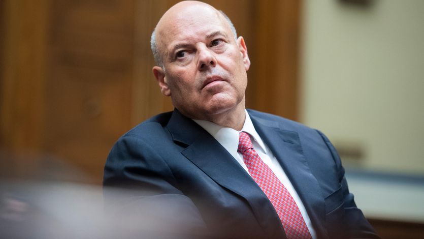 Postmaster General Louis DeJoy appears at a hearing