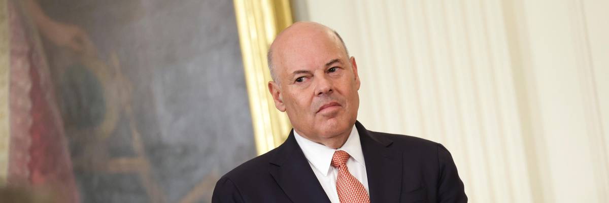 Postmaster General Louis DeJoy attends a ceremony at the White House