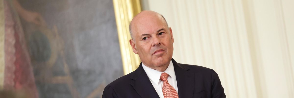 Postmaster General Louis DeJoy attends a ceremony at the White House