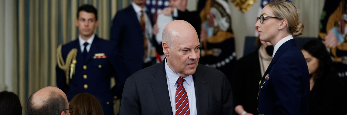 Postmaster General Louis DeJoy attends a ceremony at the White House