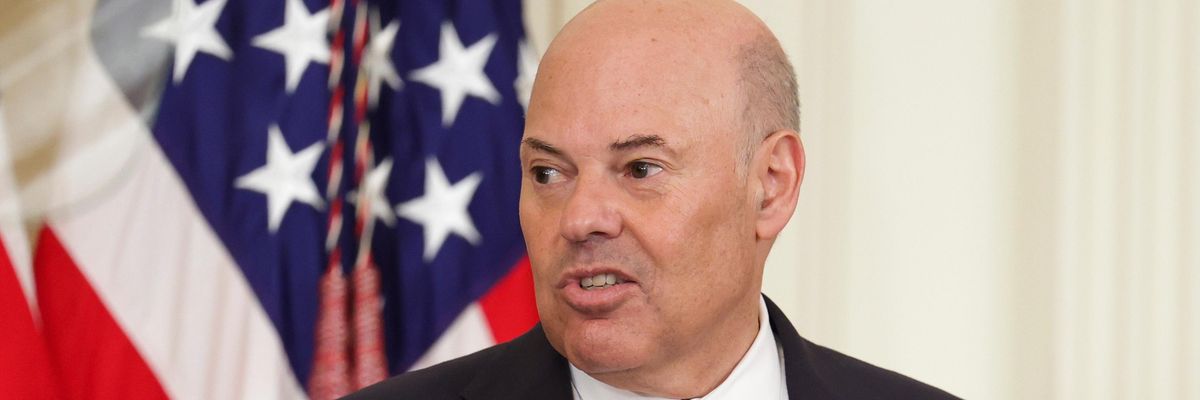 Postmaster General Louis DeJoy speaks at a White House ceremony